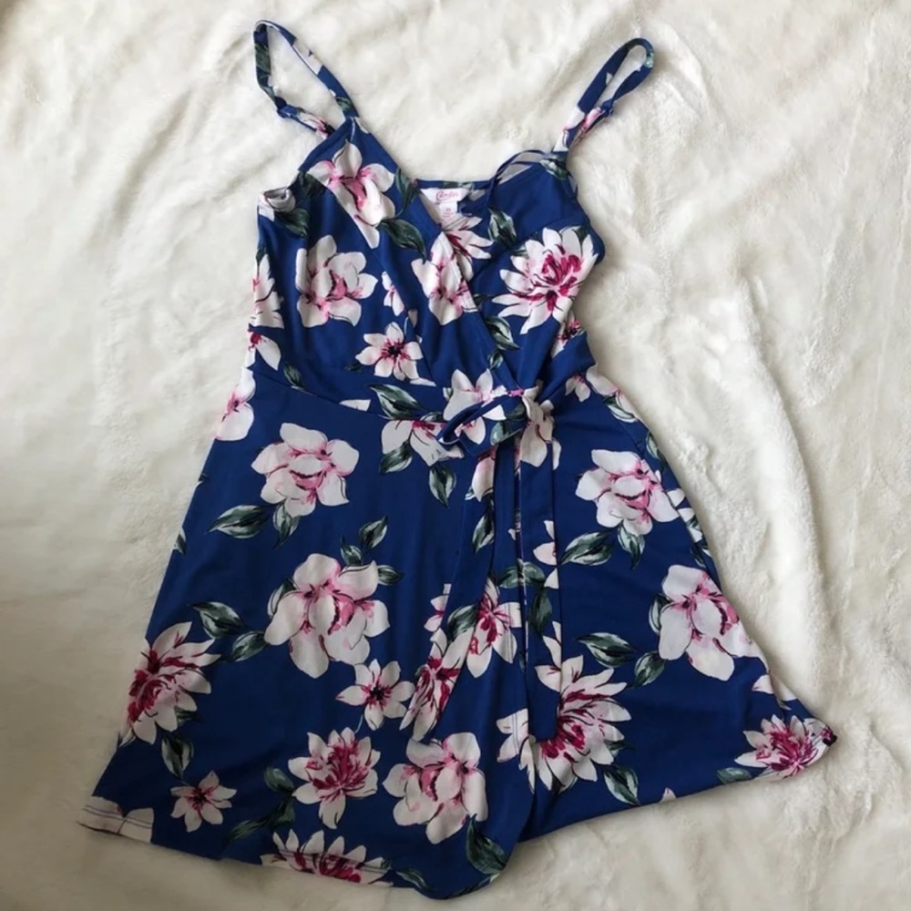 Candies Floral Blue Romper xs